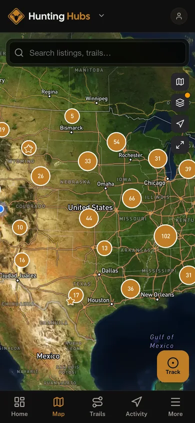 The Hunting Hubs app directory map