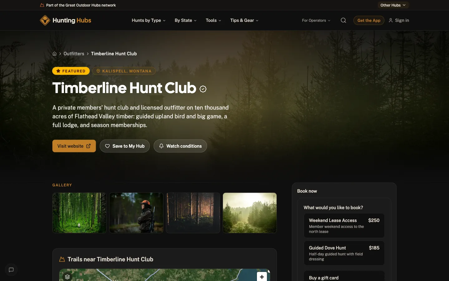 Bookings & payments as a customer sees it on Hunting Hubs